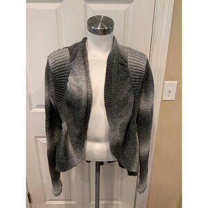 BCBG Max Azria Gray Wool Blend Striped Open Front Cardigan, Size Small